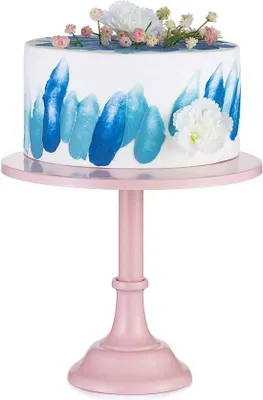 Obrázek produktu pro Uniqoos® Stojan na dort, 30 cm, růžový – kov s potravinářsky nezávadnou zlatou povrchovou úpravou, výška 27 cm, stojan na dorty a cupcakes pro svatbu, oslavu, 1 kus