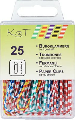 Produktbild von TSI Büroklammern 50mm fbg.gestreift 25er Hängedose