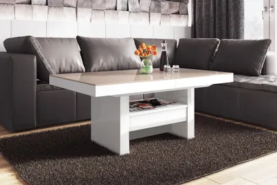 Produktbild von Design Couchtisch Tisch HLU-111 Schublade höhenverstellbar ausziehbar Esstisch