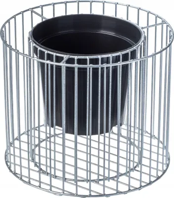 Produktbild von KADAX Gabione aus verzinktem Stahl "Brox", Gabionentopf, runder Drahtkorb, Pflanzenkorb, Blumentopf, Silber, 25 cm