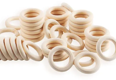 Obrázok produktu pre Drevené krúžky, priemer 45 mm, prírodná farba, 40 kusov. Krúžky vhodné na výrobu macramé a šperkov