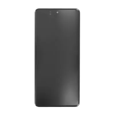 A black smartphone screen is shown against a white background.