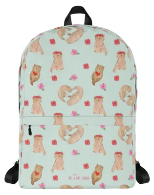 Produktbild von Mr. & Mrs. Panda Schulrucksack Otter Herz - Türkis - Geschenk, Liebe, Backpack, Laptoprucksack, Hochzeitstag, Rucksack, Unirucksack, Business-Rucksack