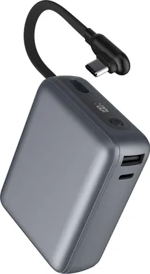 Produktbild von Force Power, Powerbank 10000 mAh 30W USB-A/USB-C mit integriertem Kabel, Grau