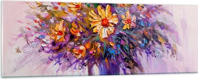 Produktbild von Bilder auf glas - Blumen Vase - 90x30cm - Glasbilder - Wandbilder - Bilder - Kunstdruck - zum Aufhängen bereit - Wanddekoration aus Glas - Glas Bilder - Wandbild auf Glas - Einteilig - GAB90x30-4112