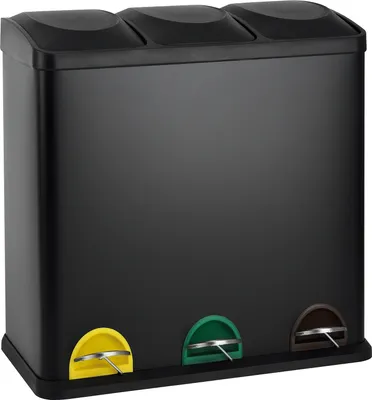 Produktbild von SVITA TC3X20 Treteimer 60 Liter 3x20L dreifach XXL Abfalleimer 3er-Mülleimer Mülltrennung Küchen-Eimer Schwarz