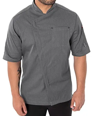 Produktbild von Le Chef - Kochjacke Asymmetrisch für Herren/Damen Unisex LT5476 (XS) (Grau)