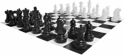 Produktbild von XXXL großes Schachspiel – Schach bis 64 cm hoch, König – UV-geschützt – mit Gummimatte 490 x 490 cm, 100 kg. - 2 Teile können mit Sand oder Wasser gefüllt werden - Lange Lebensdauer Robust und UV-beständig - Kompletter Satz superdetaillierter Teile