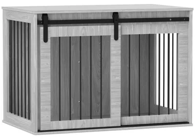Obrázek produktu pro Klec pro velké psy – kovová klec pro vnitřní použití – 98 cm – Zamykatelné posuvné dveře – Moderní design – Šedá barva