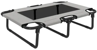 Image de Lit pliable pour chien – couchage surélevé | Couleur : gris clair | Dimensions : 51 x 75 x 18 cm