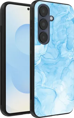Produktbild von Smartphonica Handytasche Passend für Samsung Galaxy S25 mit Marmordruck - TPU Rückendeckung Fall Marmor Design - Hellblau