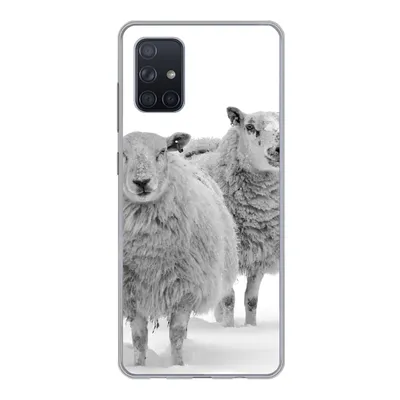 Produktbild von MuchoWow® Handyhülle Schutzhülle Hülle für Samsung Galaxy A51 Schafe - Schnee - Weiß Silikon Softcase Handy Hülle - Schutzabdeckung