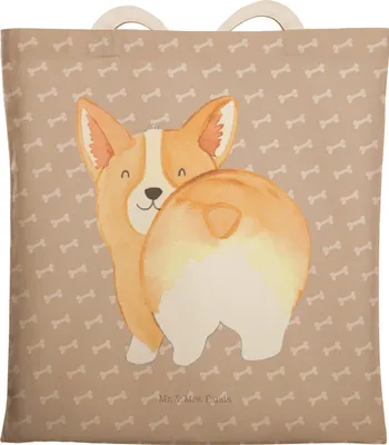 Produktbild von Mr. & Mrs. Panda shopping bag Corgi Po - Hundeglück - Geschenk, Corgie, Tasche, Hund, Tote, Sprüche, Beuteltasche, Spruch, Motivation, Beutel, Einkaufstasche
