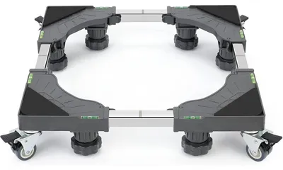 Productafbeelding van Wasmachineonderstel met 4 vergrendelbare wielen, verstelbaar van 40-62 cm, hoogte 11-12,5 cm, draagvermogen 300 kg, grijs