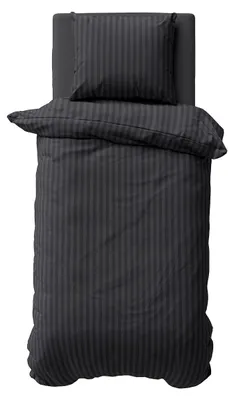 Produktbild von 2 teilig Bettwäsche 135x200 cm Mikrofaser Premium Damast Gestreift Bettbezug Garnitur Set, Schwarz