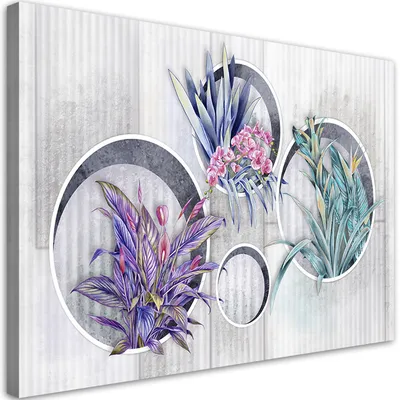 Immagine prodotto di Quadro su tela Scaffali quadrati con fiori 60x40 Feeby Argento quadro da parete pronto per essere appeso