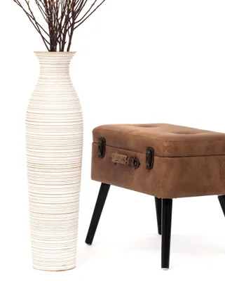 Produktbild von Leewadee Hohe Bodenvase 65 cm aus Mangoholz in weiß
