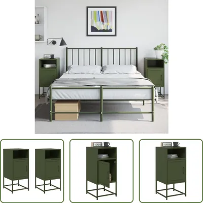 Imagen del producto de Living Store: Mesitas de noche, 2 unidades, color verde oliva, 36x39x78 cm, acero