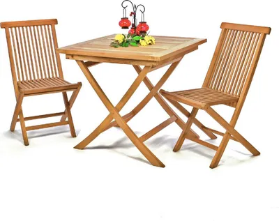 Produktbild von VCM Balkontisch | Maße 80x80x75 cm | Gartentisch | hochwertig Teak Holz | Gartenmöbel