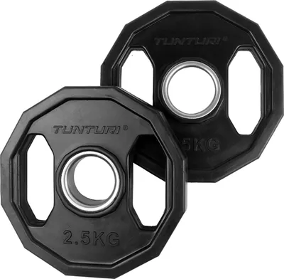 Produktbild von Tunturi Gewichtscheiben 50 mm, 2 x 2,5 kg, Hantelgewichte aus Gummi mit Griffen