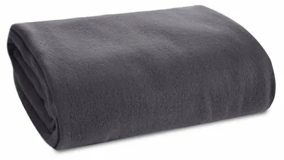 Image de Design91 Couverture en polaire gris clair et gris acier 150 x 200