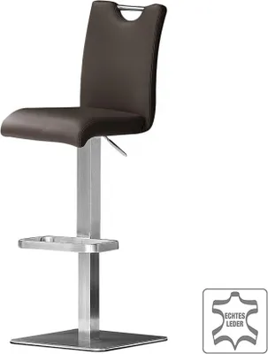 Produktbild von Barstuhl Bardo Braun Edelstahl gebürstet Leder Barhocker kaufen