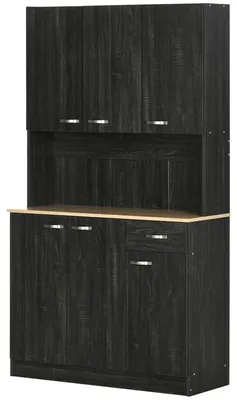 Produktbild von Hoher Holzschrank mit Schubladen und F?chern, 101 x 39 x 180 cm, schwarz