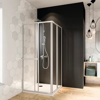 Produktbild von Eckeinstieg BREUER Fara 80 - 90 cm Profilfarbe silber Klarglas