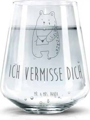 Produktbild von Mr. & Mrs. Panda Glas Bär Vermissen - Transparent - Geschenk, Freund, Wasserglas, Liebeskummer, Tumbler, Verreist, Freundin, Teddy, Unglücklich Verliebt, Becherglas