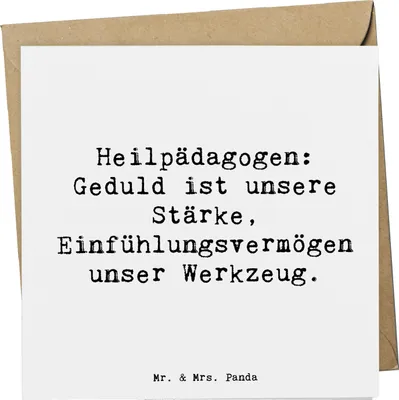 Produktbild von Mr. & Mrs. Panda Grußkarte Spruch Heilpädagogin Geduld - Weiß - Geschenk, Geschenke für Berufstätige, Glückwunschkarte, kreative Lösungsfindung, mit Herz, faltkarte