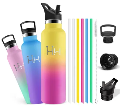 Produktbild von Trinkflasche Edelstahl,Trinkflasche Edelstahl 750ml, Thermos mit Strohhalme