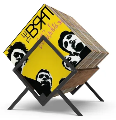 Image de Support de rangement pour disques vinyles, style rétro, pour 80 à 100 disques