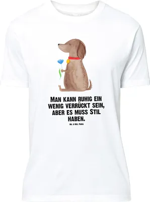Produktbild von Mr. & Mrs. Panda Größe XL T-Shirt Hund Blume - Weiß - Geschenk, Sprüche, mit Spruch, Tshirt, Halsband, Shirt, Hunde, Haha, Hundeliebe