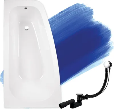 Produktbild von BADLAND Eckbadewanne Badewanne Luna LINKS 150x80 mit Ablaufgarnitur und Füßen GRATIS ohne Verkleidung