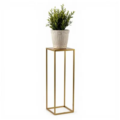 Produktbild von FRAMADO, Pflanzenständer Ferro, Metallregal, Blumenständer, 24x24x100cm, Gold