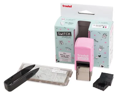 Produktbild von Trodat Switch Liebesbotschaften Stempelset Pastell Rosa