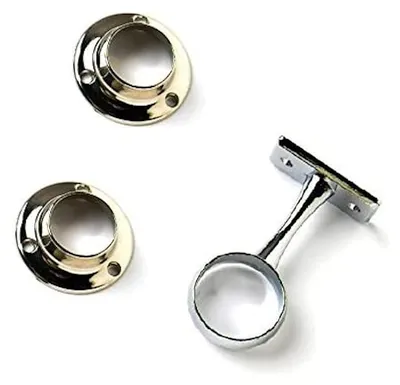 Kleiderstangen-Halterung 25 mm, 2 End- + 1 Mittelstütze, weiß