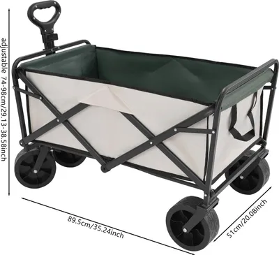 Immagine prodotto di Carrello da trasporto con maniglia regolabile - Capacità di carico: 115 kg - 4 ruote da 20 cm - Area di carico: 89,5 x 51 cm - Colore: kaki