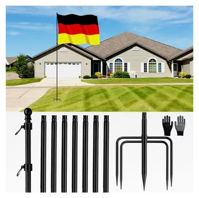 Produktbild von Fahnenmast aus Edelstahl mit 5-zackigem Fuß für den Garten im Freien