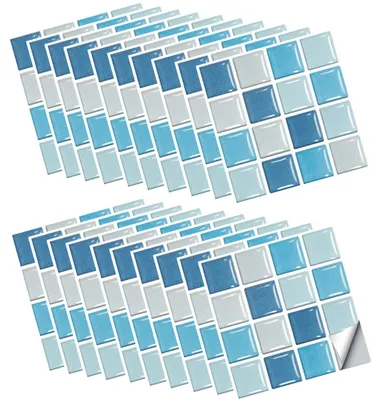 Produktbild von Selbstklebende Fliesen Mosaik 30 Stk, PVC Wanddekoration Selbstkleber 10x10cm, Wasserfest Farbenecht Renovierung Fur Küche Wand