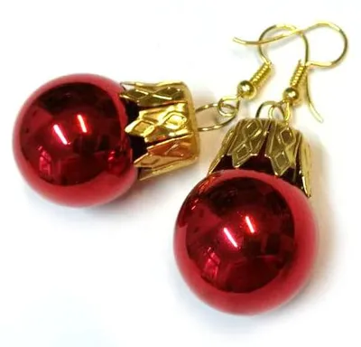 Produktbild von Weihnachtsbaumkugeln Ohrringe Miniblings Christbaumkugel Baumkugeln Weihnachten rot Glanz vergoldet