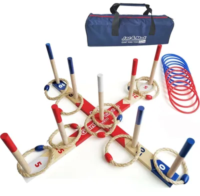 Image de Jeu de lancer d'anneaux - Anneaux en bois avec sac de transport