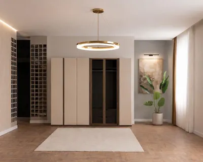 Immagine prodotto di Armadio moderno beige, lussuoso, con ante a battente, ideale per la camera da letto