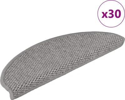 Obrázek produktu pro Samolepicí rohože na schody Sisal-Look 30 ks 65x21x4cm Stříbrná