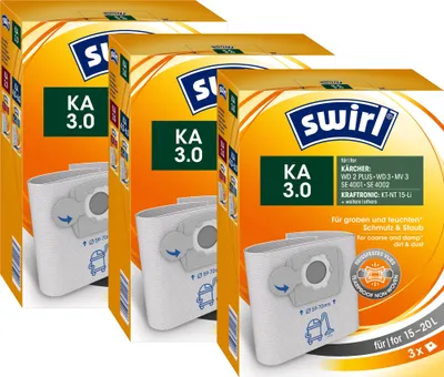 Produktbild von SWIRL Staubsaugerbeutel KA 3.0 für Nass-Trockensauger Kärcher Shop-Vac 3er-Pack