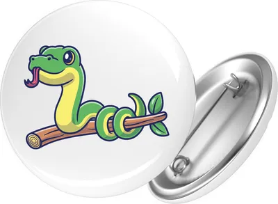 Produktbild von Huuraa Button Schlange Comic 25mm rund mit Sicherheitsnadel Ansteckbutton Geschenkidee