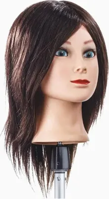 Obrázok produktu pre Xanitalia - Hairdresser's head - Prírodné vlasy - Stredná dĺžka - Tmavohnedá farba