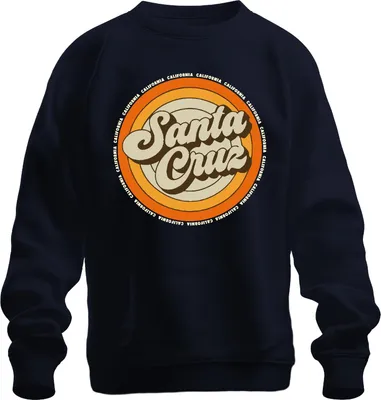Immagine prodotto di Santa Cruz California Retro Sunset Surfer Surfing Beach Felpa Unisex Pullover, Navy, L