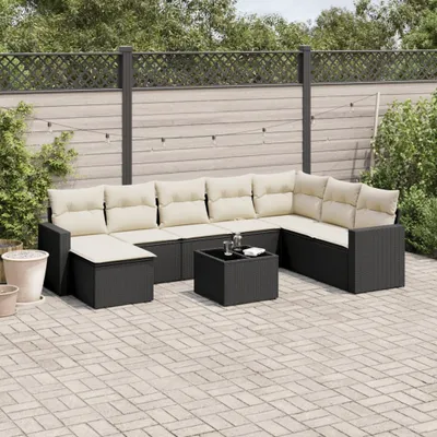 Immagine prodotto di Maison Exclusive - Set da giardino 9 pezzi con cuscini in polyrattan nero