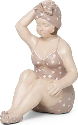 Immagine prodotto di Moritz figurina decorativa sirena paffuta con costume da bagno seduta con foulard decorazione stile shabby chic costume da bagno